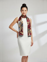 Sciarpa stola beige/grigio in pura seta stampata BERENIKE